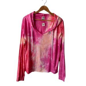 PINK Victoria's Secret Pink & Orange Long-Sleeved Tie-Dye Hoodie, New with Tags